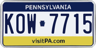 PA license plate KOW7715