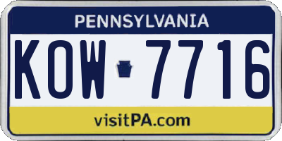PA license plate KOW7716