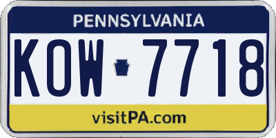 PA license plate KOW7718