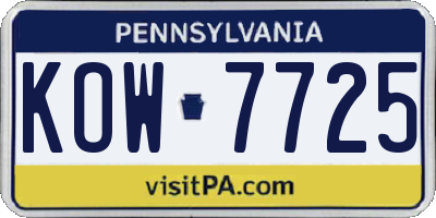 PA license plate KOW7725