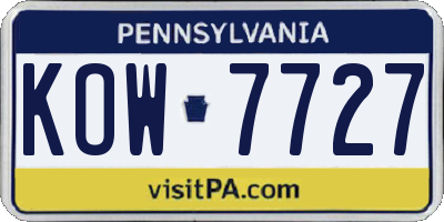 PA license plate KOW7727