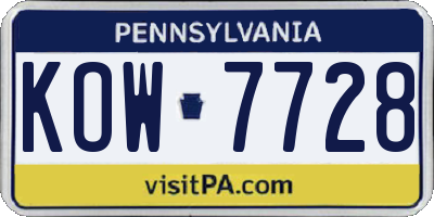PA license plate KOW7728
