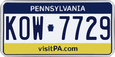 PA license plate KOW7729