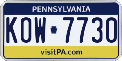 PA license plate KOW7730