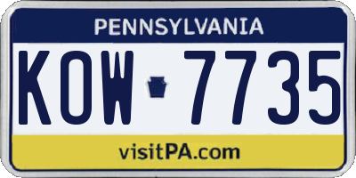 PA license plate KOW7735