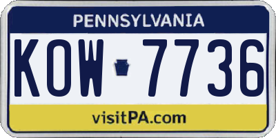 PA license plate KOW7736