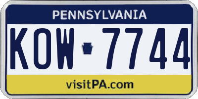 PA license plate KOW7744