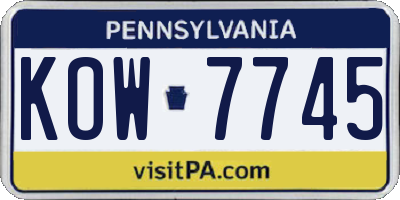 PA license plate KOW7745