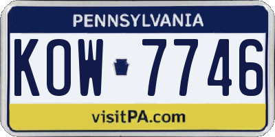PA license plate KOW7746