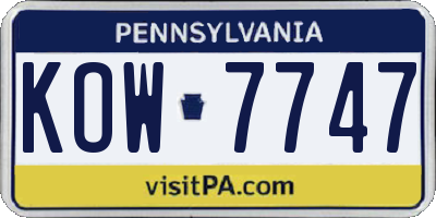 PA license plate KOW7747