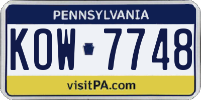 PA license plate KOW7748