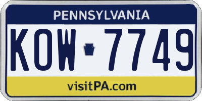PA license plate KOW7749