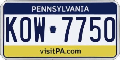 PA license plate KOW7750