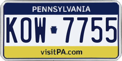 PA license plate KOW7755