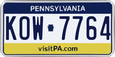 PA license plate KOW7764