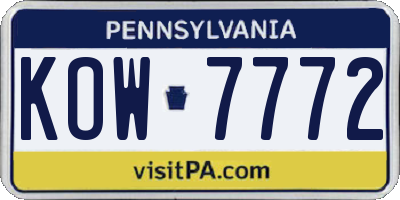 PA license plate KOW7772
