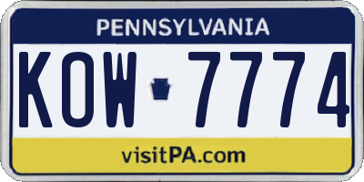 PA license plate KOW7774