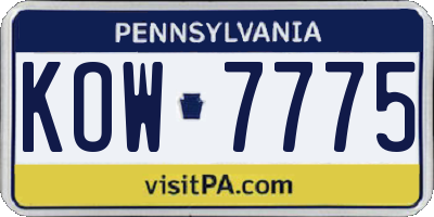 PA license plate KOW7775