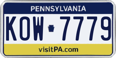 PA license plate KOW7779