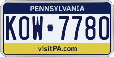 PA license plate KOW7780
