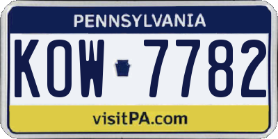 PA license plate KOW7782