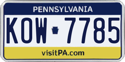 PA license plate KOW7785