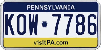 PA license plate KOW7786