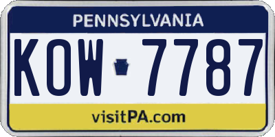 PA license plate KOW7787