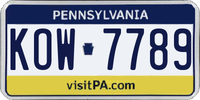PA license plate KOW7789