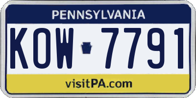 PA license plate KOW7791