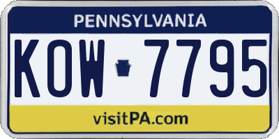 PA license plate KOW7795