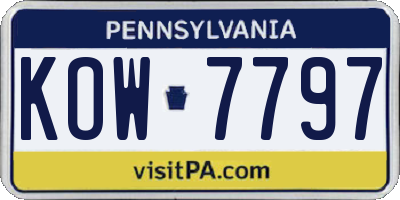 PA license plate KOW7797