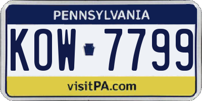 PA license plate KOW7799