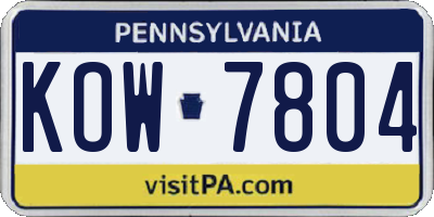 PA license plate KOW7804
