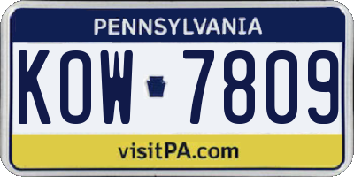 PA license plate KOW7809