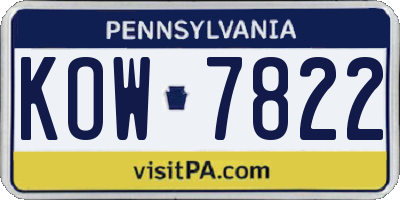 PA license plate KOW7822