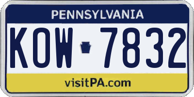 PA license plate KOW7832