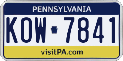 PA license plate KOW7841