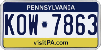PA license plate KOW7863