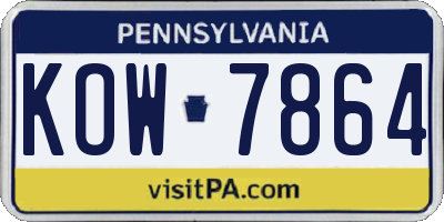 PA license plate KOW7864