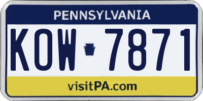 PA license plate KOW7871