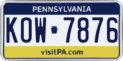 PA license plate KOW7876