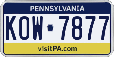 PA license plate KOW7877