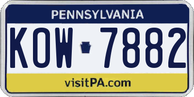 PA license plate KOW7882