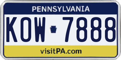 PA license plate KOW7888