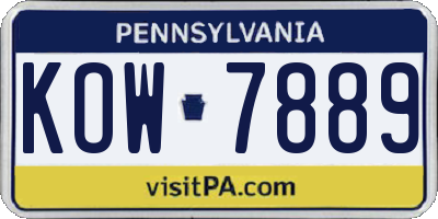 PA license plate KOW7889