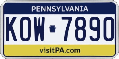 PA license plate KOW7890