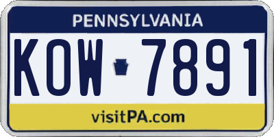 PA license plate KOW7891