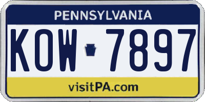 PA license plate KOW7897
