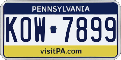 PA license plate KOW7899